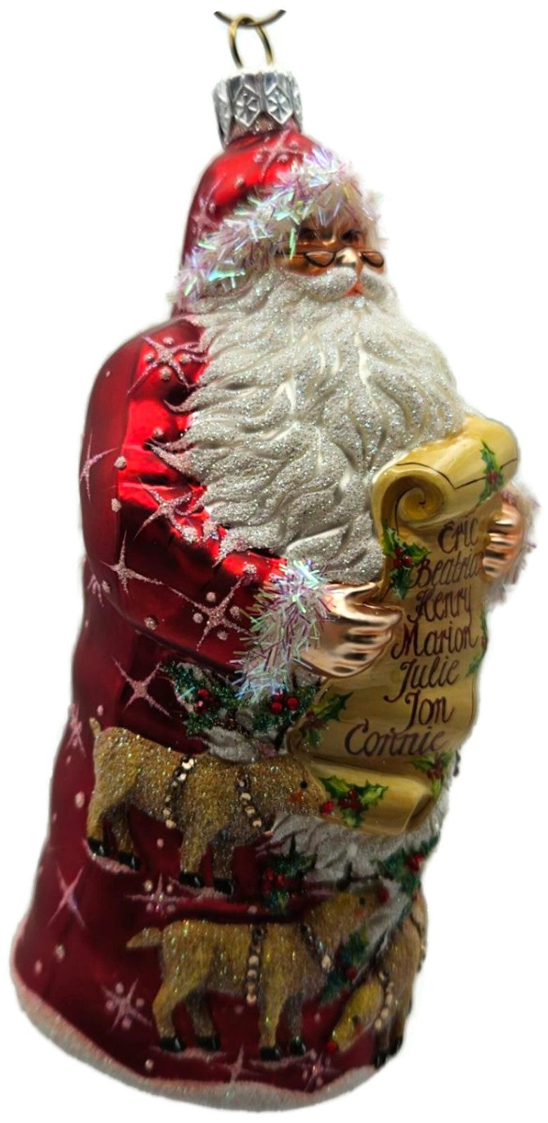 Patricia Breen Everyone Can Lead Red Santa Reindeer Christmas Ornament 26096