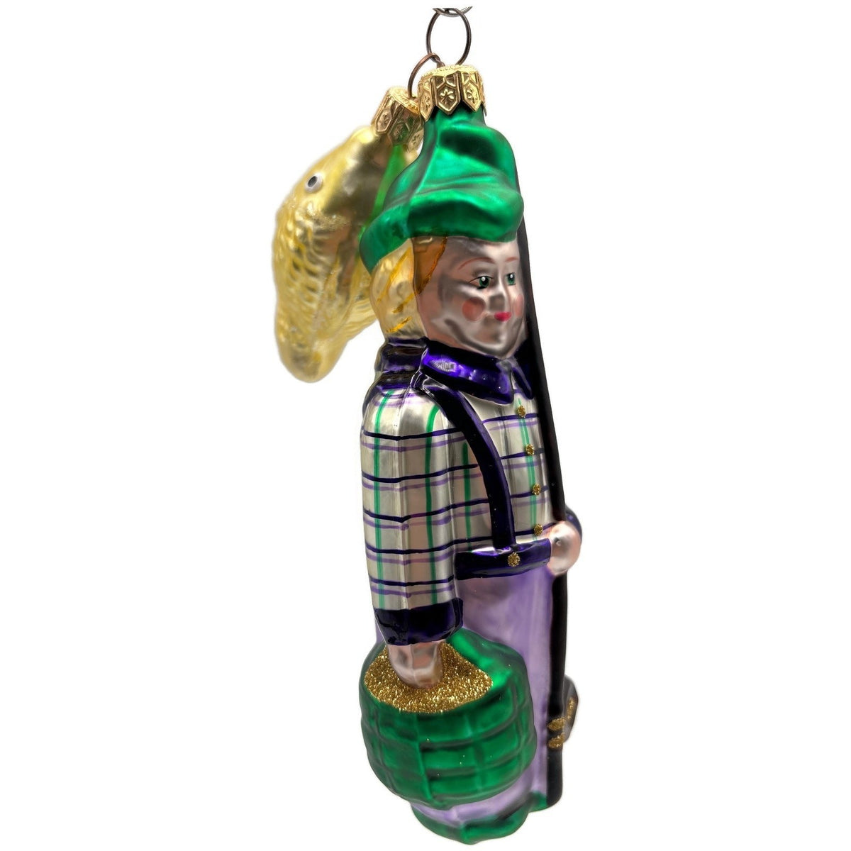 Patricia Breen Fisherboy And Fish Glass 2 Part Christmas Ornament Signed 95208