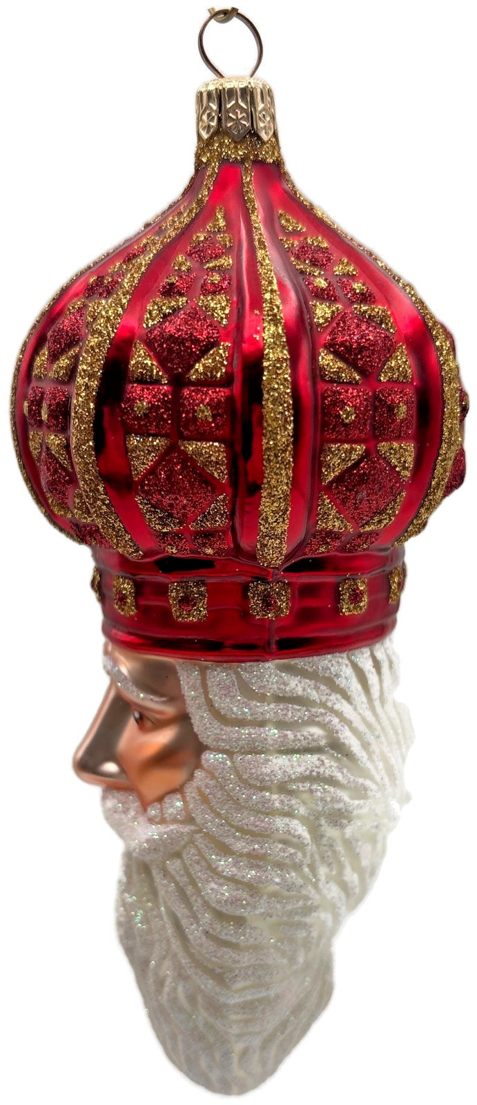Patricia Breen 2001 Bijoux Noel Red Gold Santa Head Christmas Ornament 21016