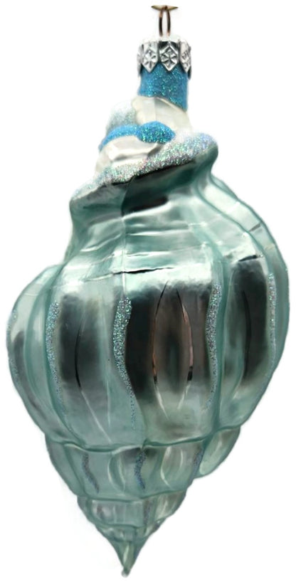 Patricia Breen Coastal Santa Turquoise Seashell Nautical Christmas Ornament 97102