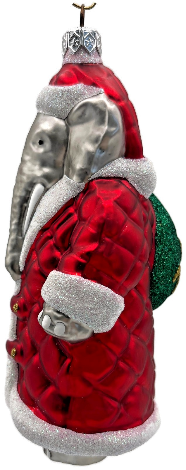 Patricia Breen Christmas at the Zoo Glittered Bag Elephant Santa Ornament 97082