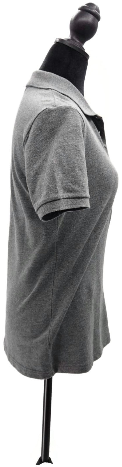 Burberry London Grey Melange Nova Check Placket Polo Shirt Women's M Stretch2