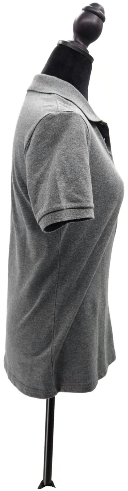 Burberry London Grey Melange Nova Check Placket Polo Shirt Women's M Stretch2