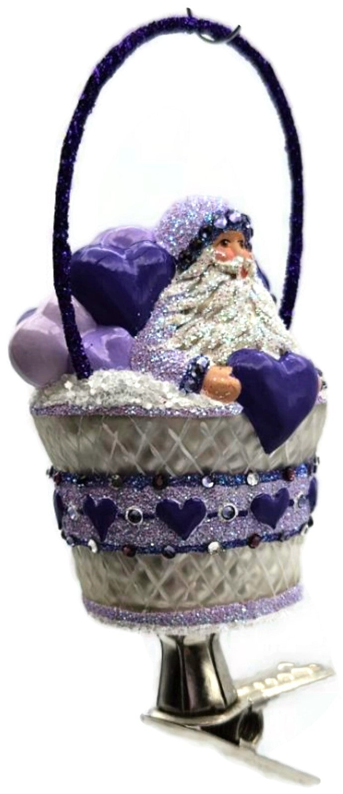 Patricia Breen Brimming with Love Purple Santa Clip On Valentines Ornament 28075