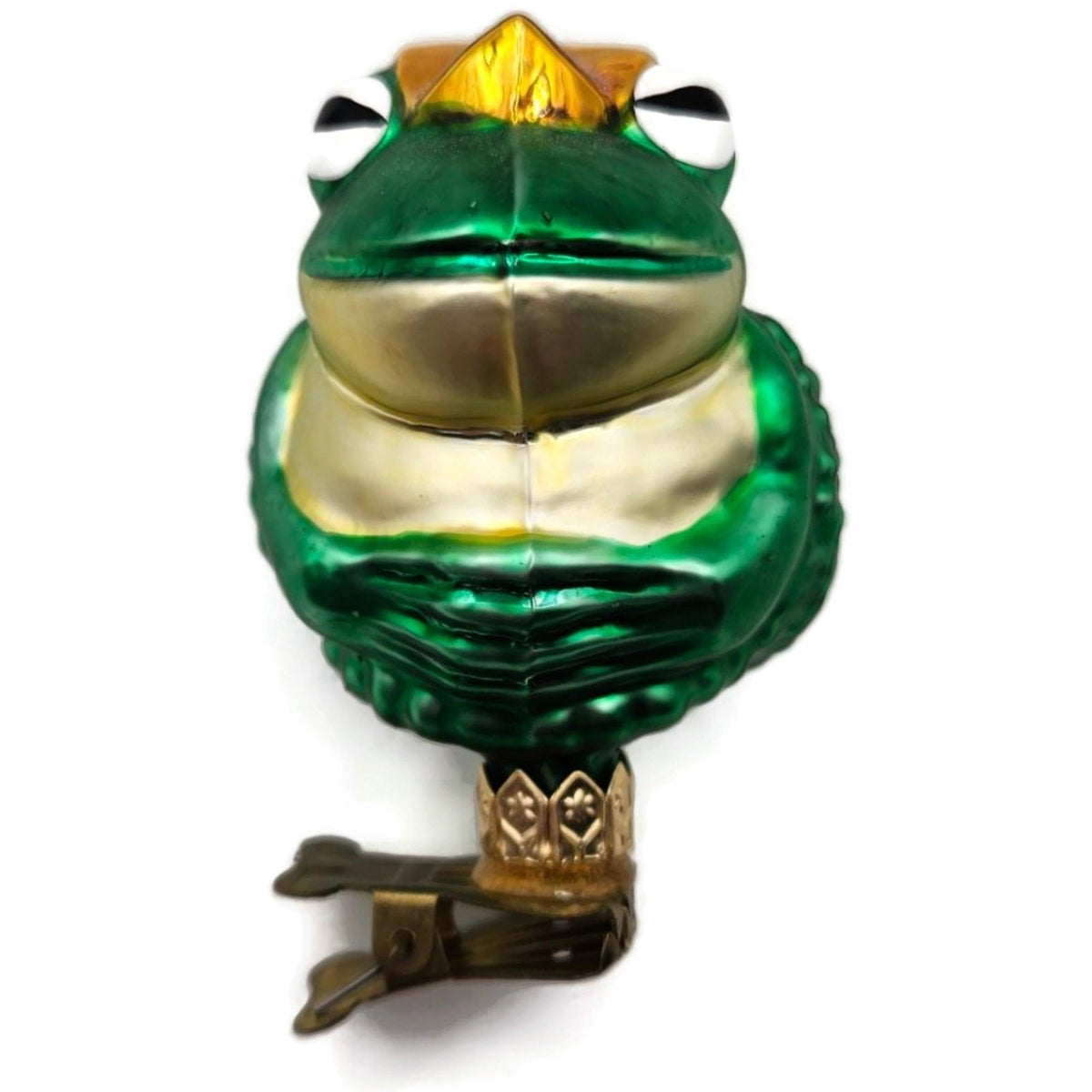 Patricia Breen Frog Prince Green Gold Crown Clip On Christmas Tree Ornament 95560