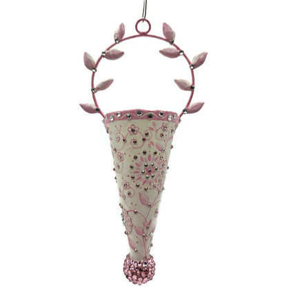 Patricia Breen Christmas Cornucopia Chinoiserie Pink Basket Spring Ornament 32432
