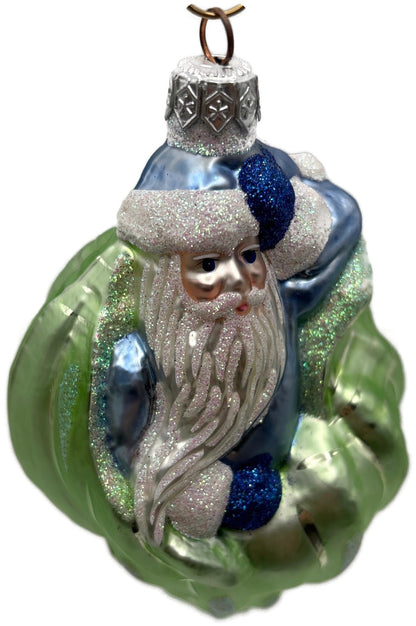 Patricia Breen Coastal Santa Green Seashell Aquatic Christmas Ornament 97108