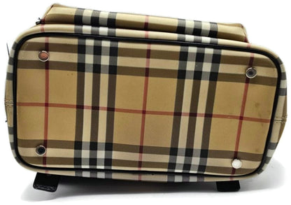 Burberry Check Drawstring Backpack Beige Black Trim Front Pocket Rucksack9