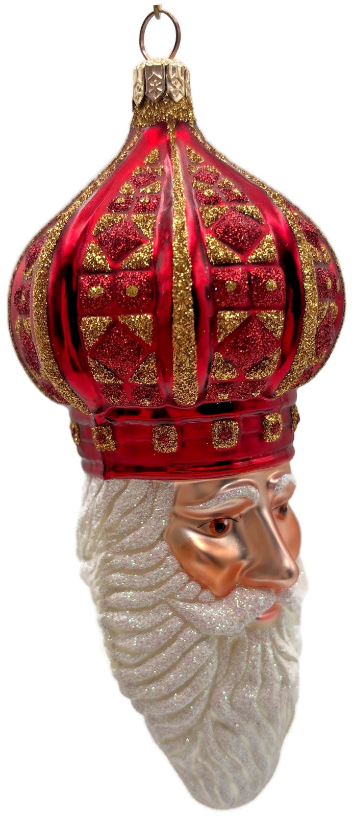 Patricia Breen 2001 Bijoux Noel Red Gold Santa Head Christmas Ornament 21011