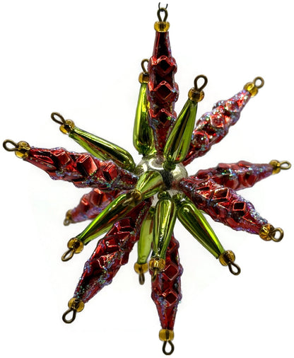 Christopher Radko Star Bright Red Green Beaded Christmas Ornament 99 391 06