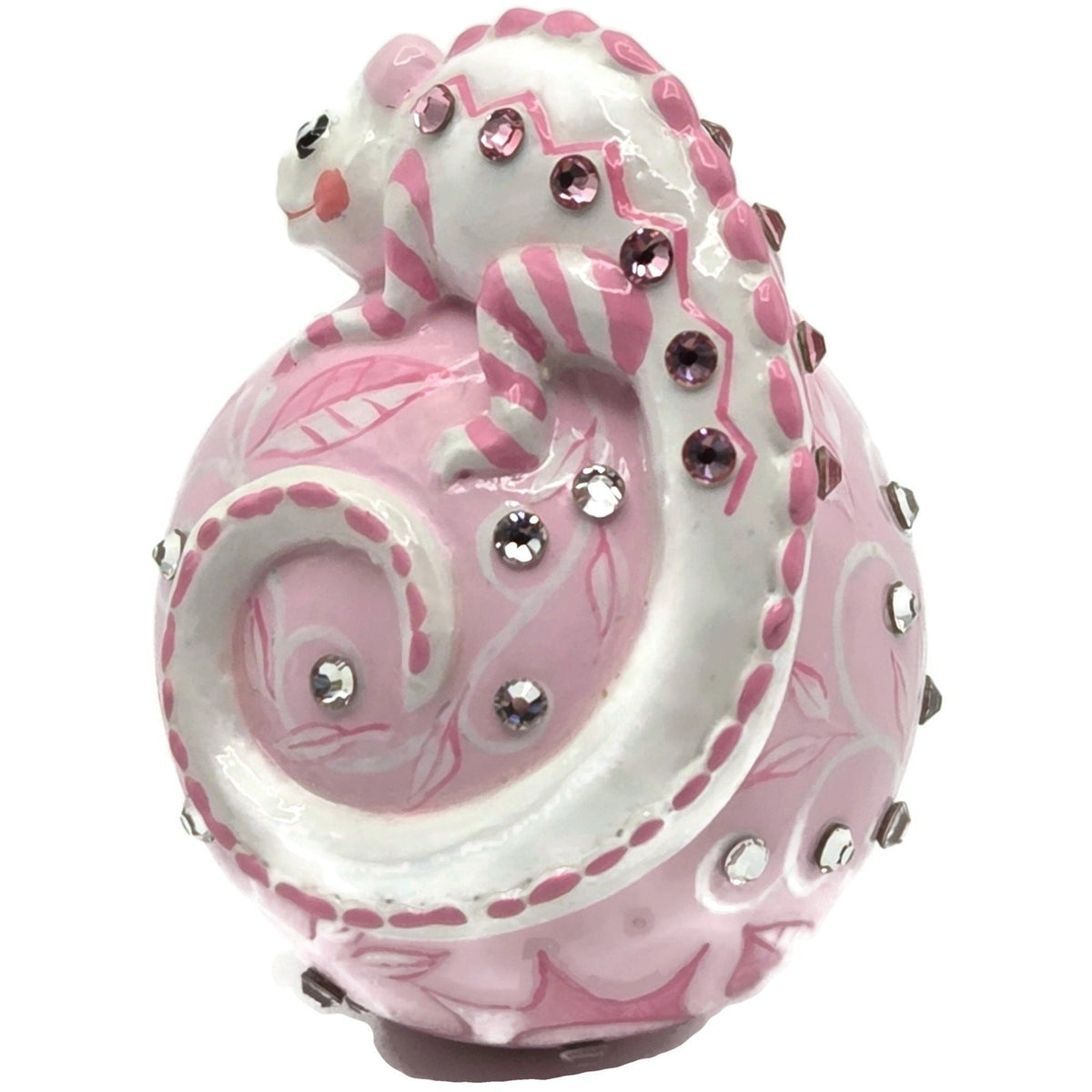 Patricia Breen Miniature Chameleon Sculpture Chinoiserie Pink Ornament CATZ 32534