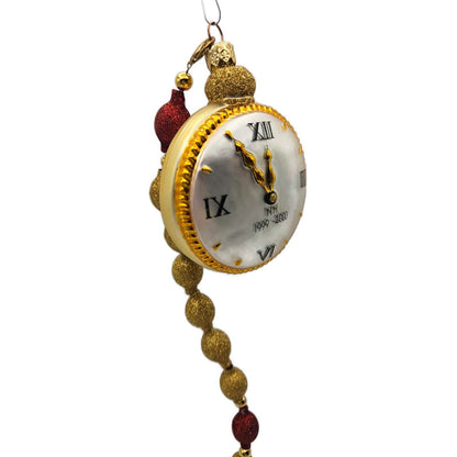Patricia Breen Millennium Watch Santa Claus 2 Part Glass Christmas Ornament 99004