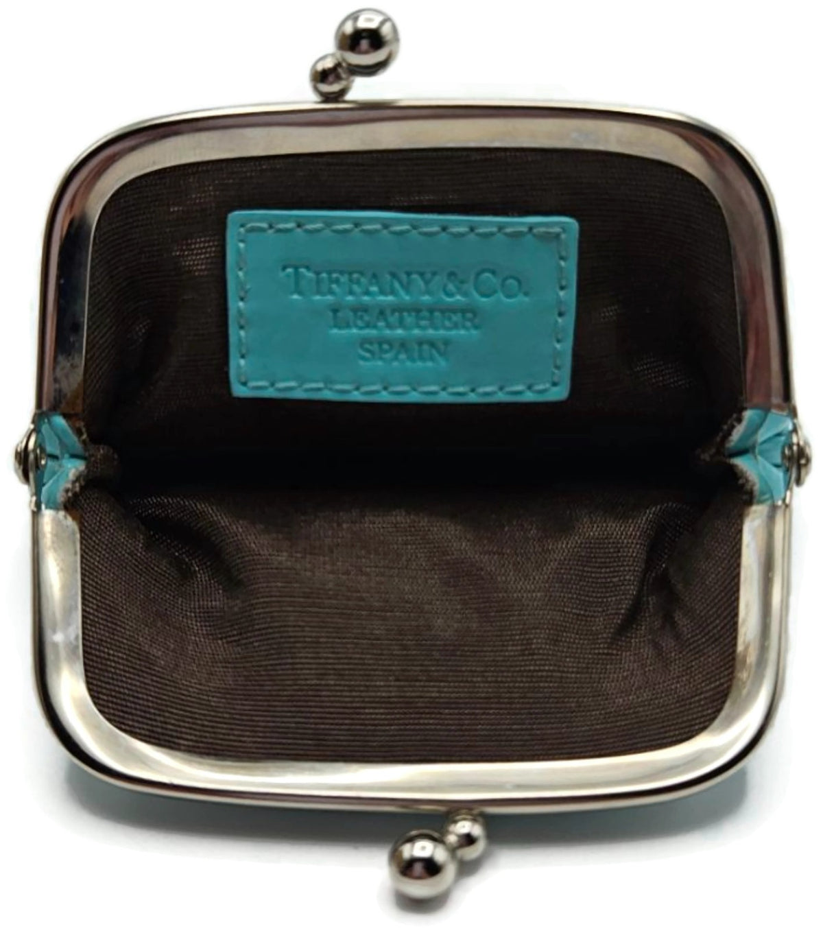 TIFFANY & CO Tiffany Blue Patent Leather Kiss Lock Coin Purse Wallet Pouch Box4