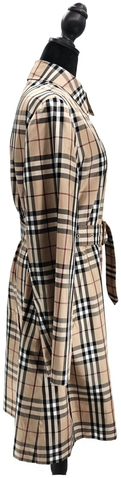 Burberry London Beige Check Belted Long Coat Women's Size 86