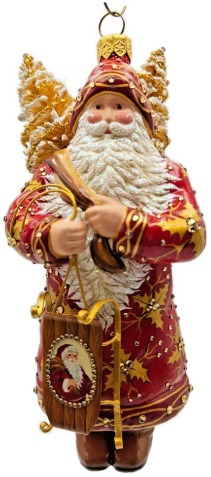 Patricia Breen Oakley Claus Red Gold Holly Santa Christmas Ornament 34320
