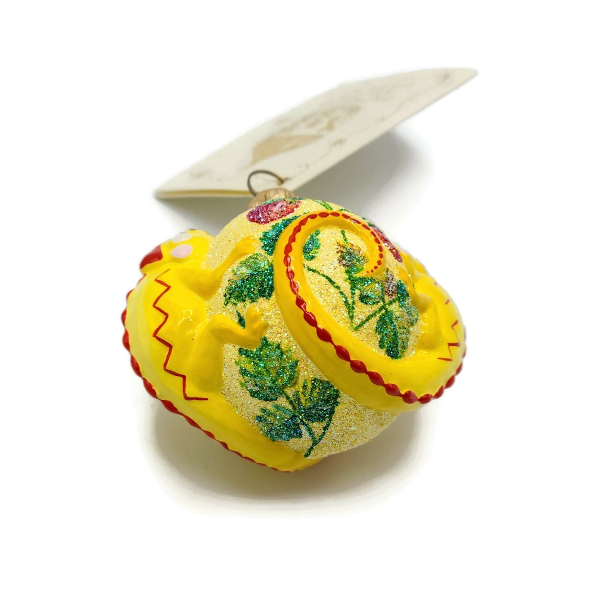 Patricia Breen For James Twice Strawberry Yellow Chameleon Spring Ornament 25816