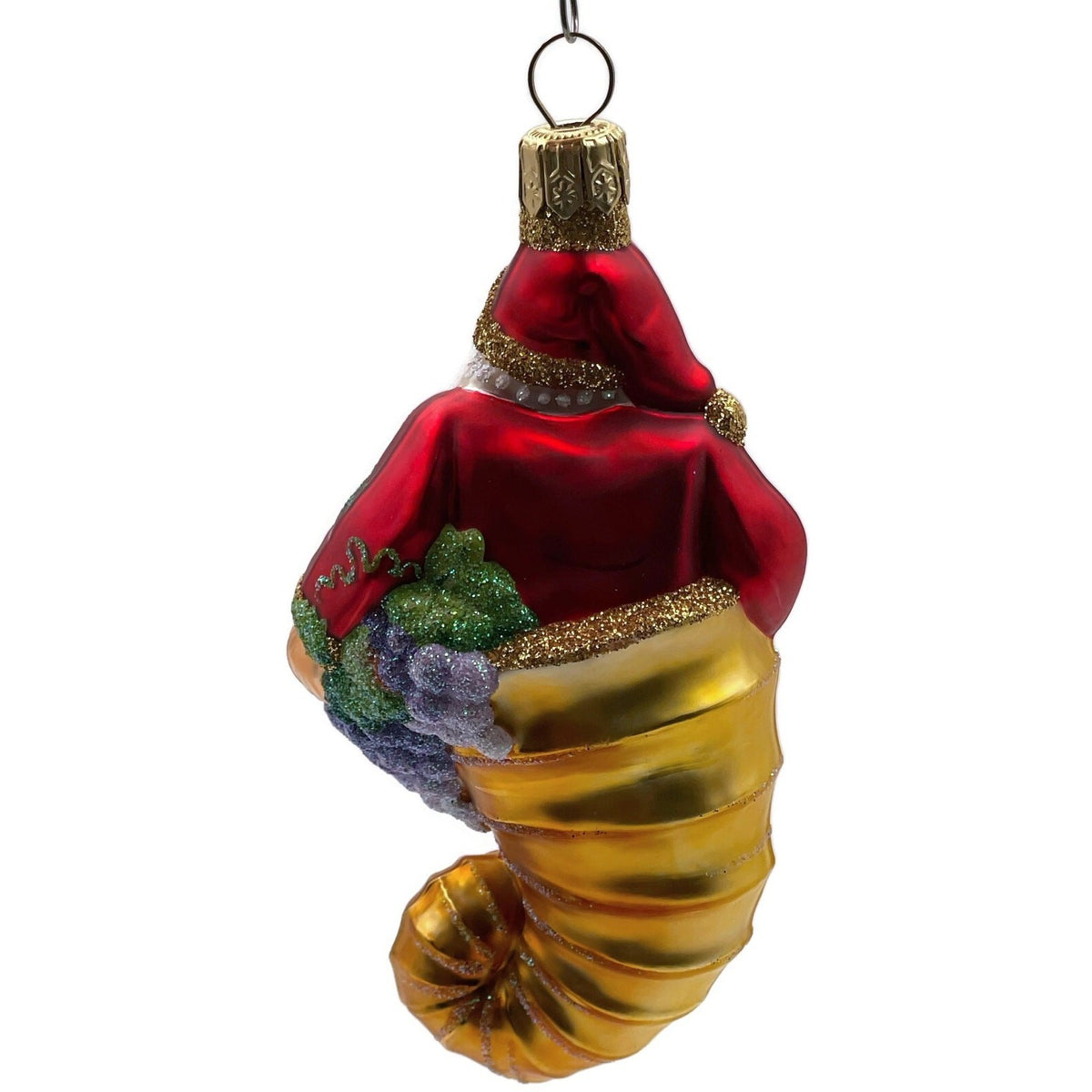 Patricia Breen Plymouth Santa Gold Fruits Fall Glass Christmas Ornament 22199