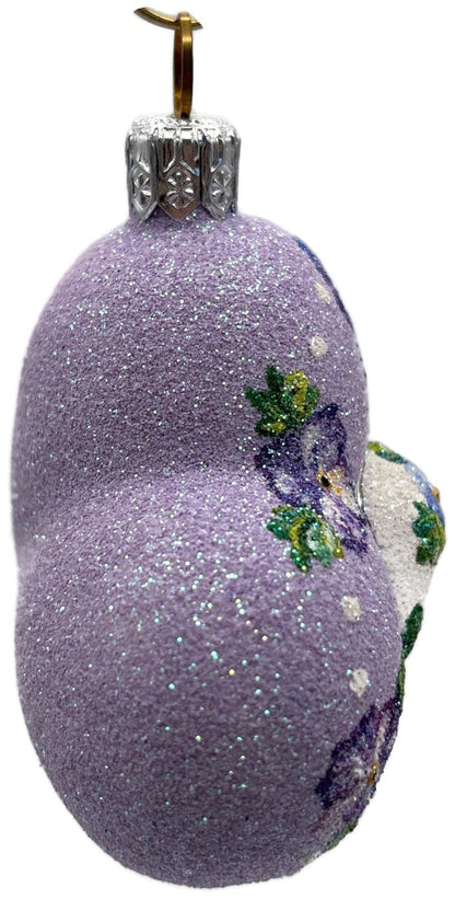 Patricia Breen Never Forget Pansies Lavender Heart Santa Christmas Ornament 25367