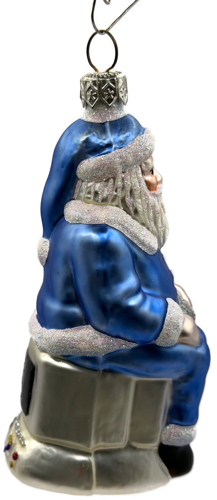 Patricia Breen Cyberspace Santa Sitting On Monitor Glass Christmas Ornament 97115