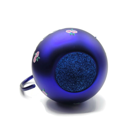 Patricia Breen Sweet Cream Cobalt Blue Glittered Top Floral Spring Ornament 96477