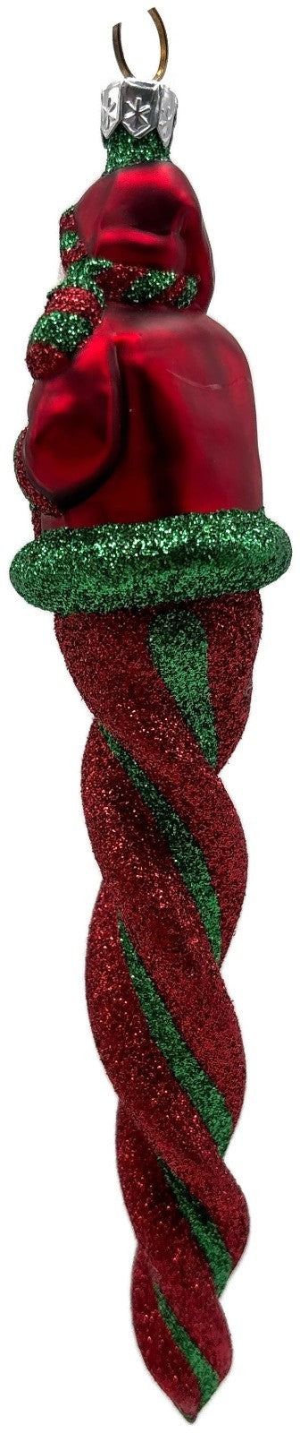 Patricia Breen Santa Sopel Red Twisted Candy Cane Glass Christmas Ornament 23445