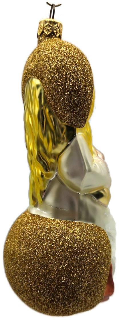 Patricia Breen Seated Madonna Gold Baby Jesus Glass Christmas Tree Ornament 99344