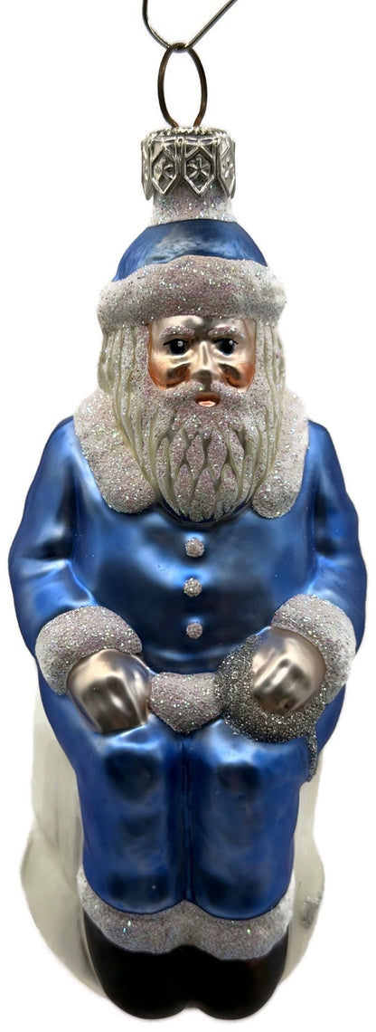 Patricia Breen Cyberspace Santa Sitting On Monitor Glass Christmas Ornament 97113