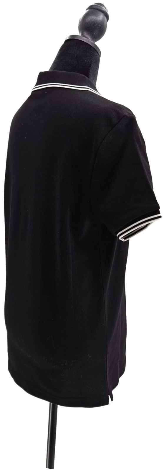 Moncler Men's Black Polo Shirt Size S Logo Tricolor Trim NWT F10918A70600 8455616