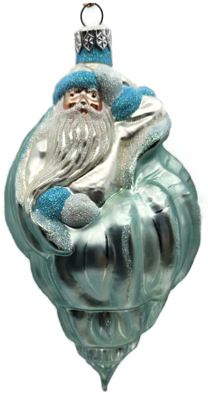 Patricia Breen Coastal Santa Turquoise Seashell Nautical Christmas Ornament 97100