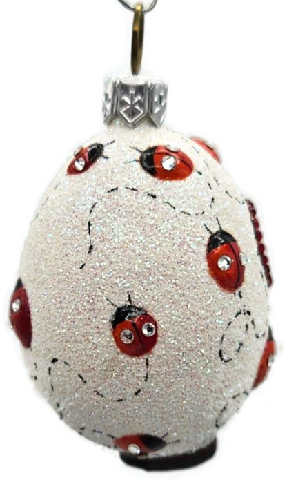Patricia Breen Easter Egg Masquerade Ladybugs White Red Christmas Ornament 28162