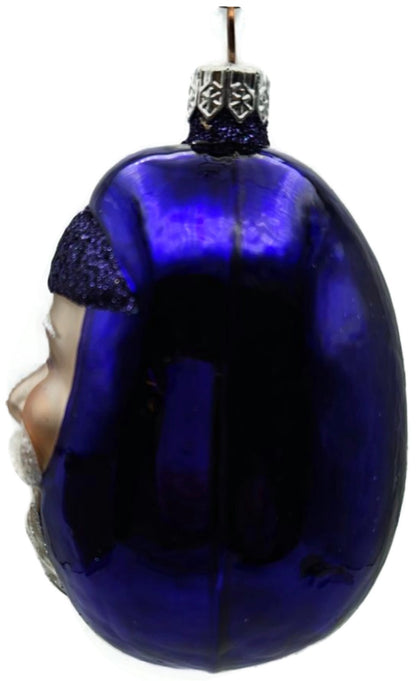 Patricia Breen Jelly Bean Santa Head Purple Shiny Christmas Tree Ornament 99167