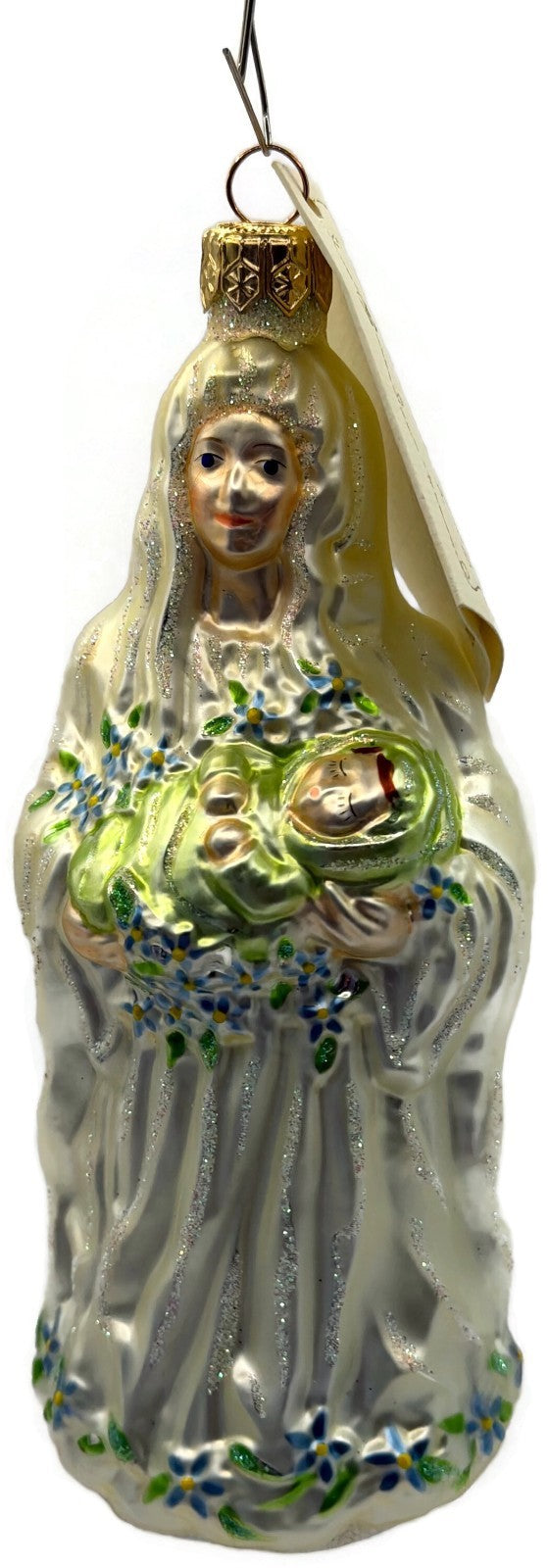 Patricia Breen Bountiful Madonna Flowers Pearl White Christmas Ornament 97065