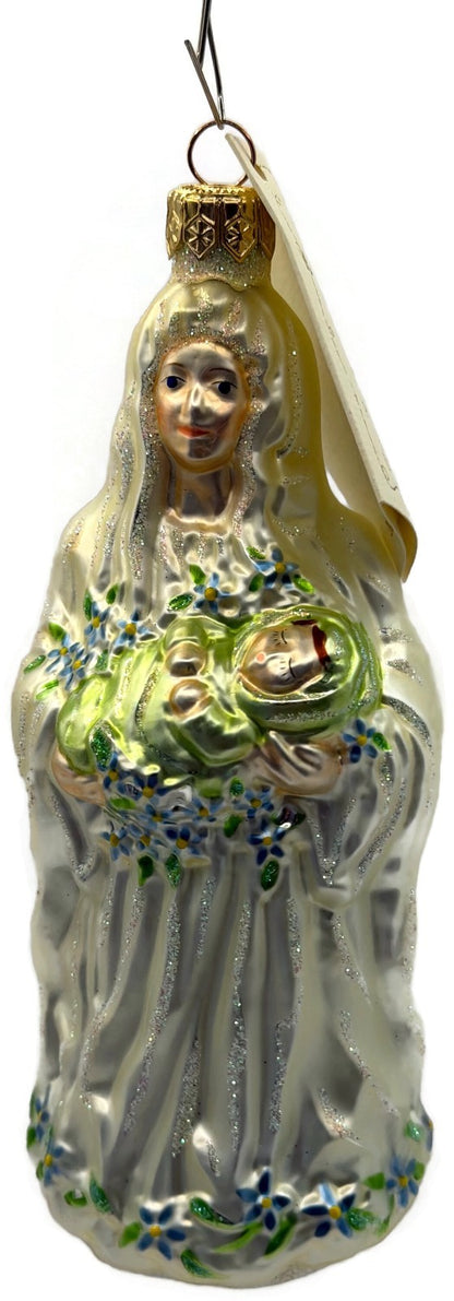 Patricia Breen Bountiful Madonna Flowers Pearl White Christmas Ornament 97065