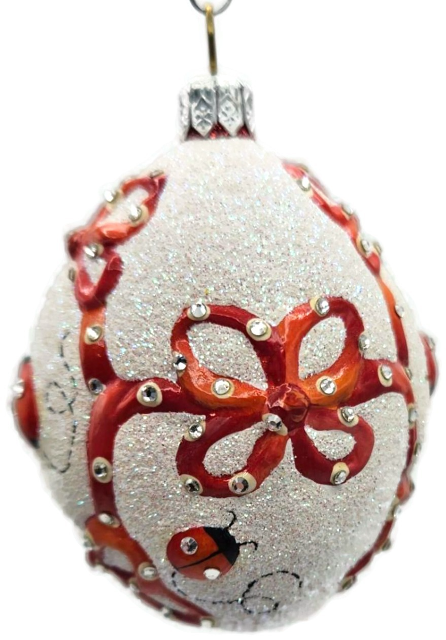 Patricia Breen Beribboned Egg Ladybugs Red White Easter Christmas Ornament 29021