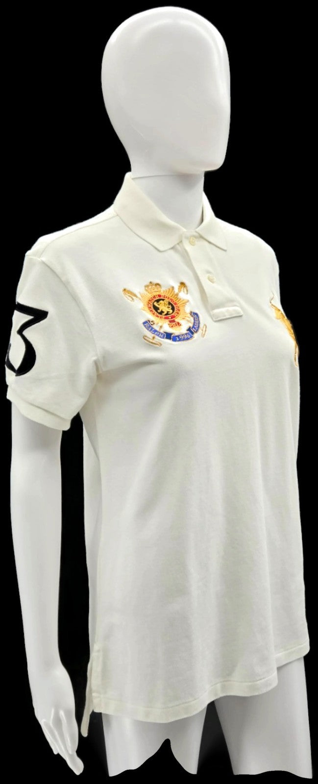 Polo Ralph Lauren Black Watch Polo Team 1996 Crest White Polo Shirt S NWT6