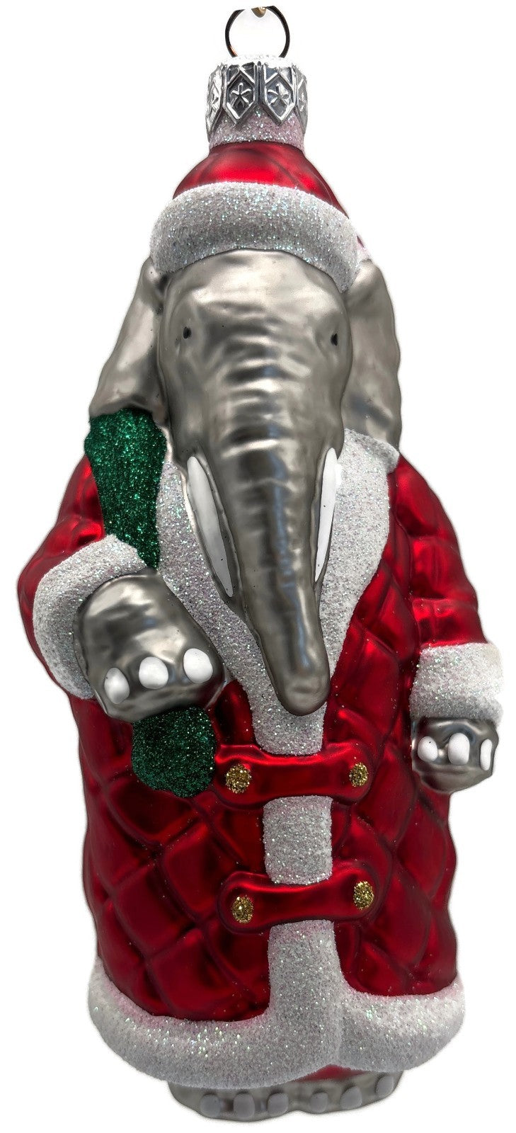 Patricia Breen Christmas at the Zoo Glittered Bag Elephant Santa Ornament 97080