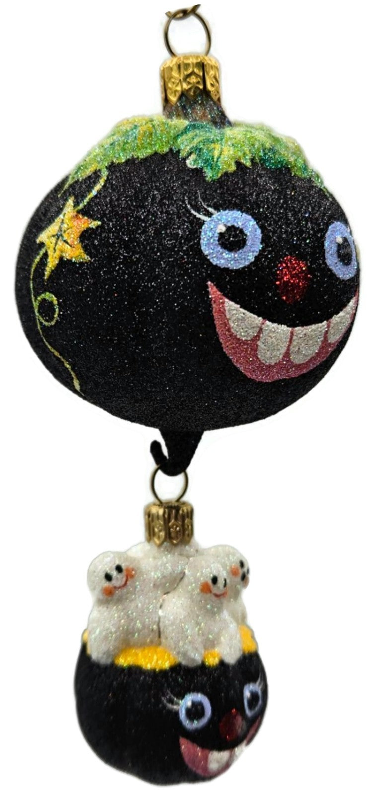Patricia Breen Soaring Spirits Black Pumpkin Ghosts 2-Pc Halloween Ornament 25637