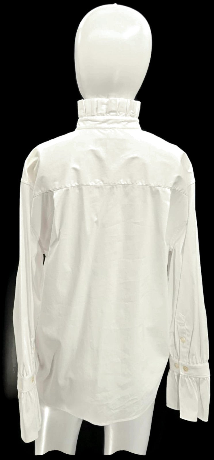 Burberry London Women's White Ruffle Collar Cuff Cotton Button Up Shirt US 6 NWT3