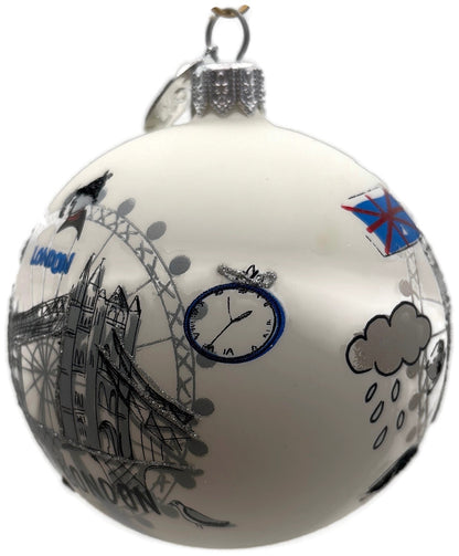 Nordstrom At Home England Big Ben London Eye Glass Ball Christmas Ornament 8