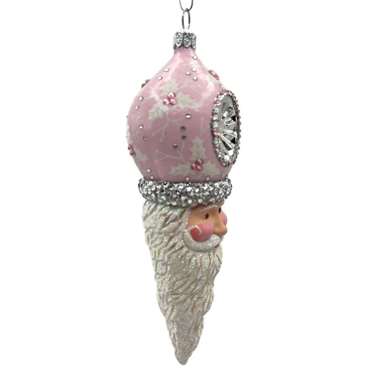Patricia Breen Vendome Claus Pink White Reflector Christmas Ornament CATZ 34418
