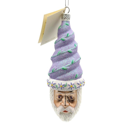 Patricia Breen Goslar Santa Claus Head Lilac Floral Purple Spring Ornament 97170