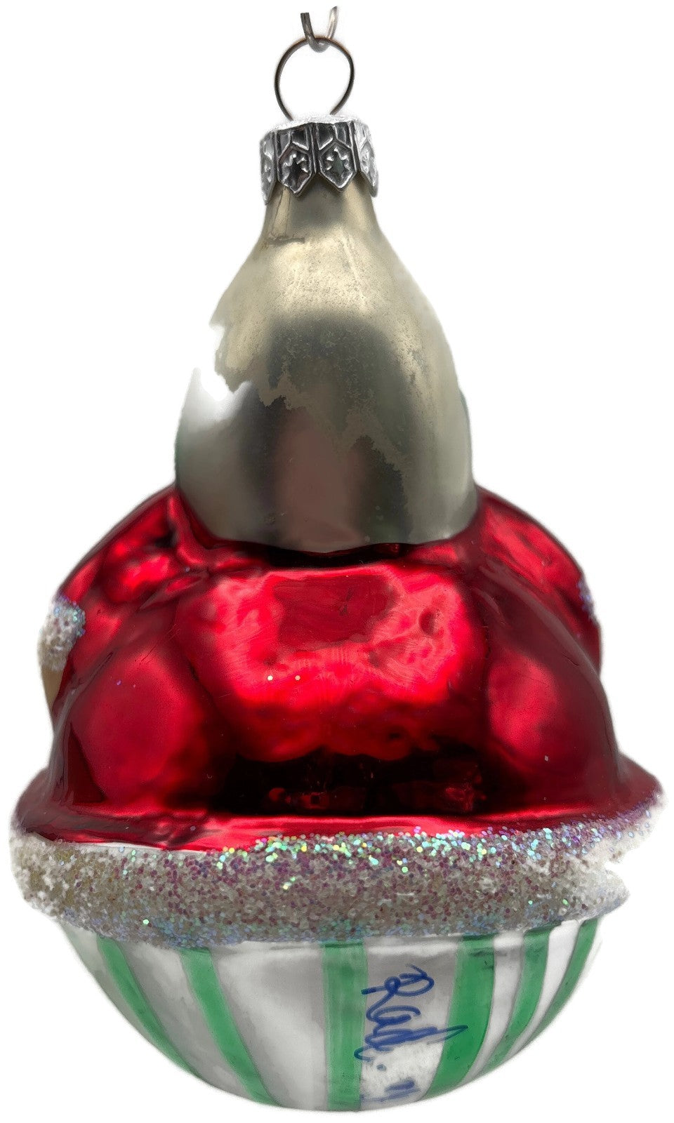 Christopher Radko Roly Striped Santa Red Green Glass Ornament 97 015 0 19973