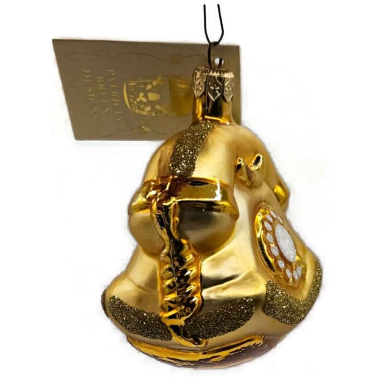 Patricia Breen Calling Anne Phone Gold Glittered Glass Christmas Ornament 95277