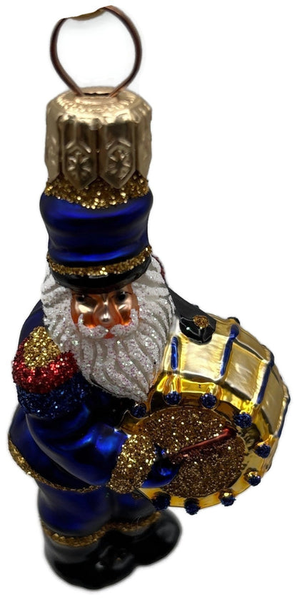 Patricia Breen Drummer Santa Claus Blue Gold Musical Christmas Ornament 21458