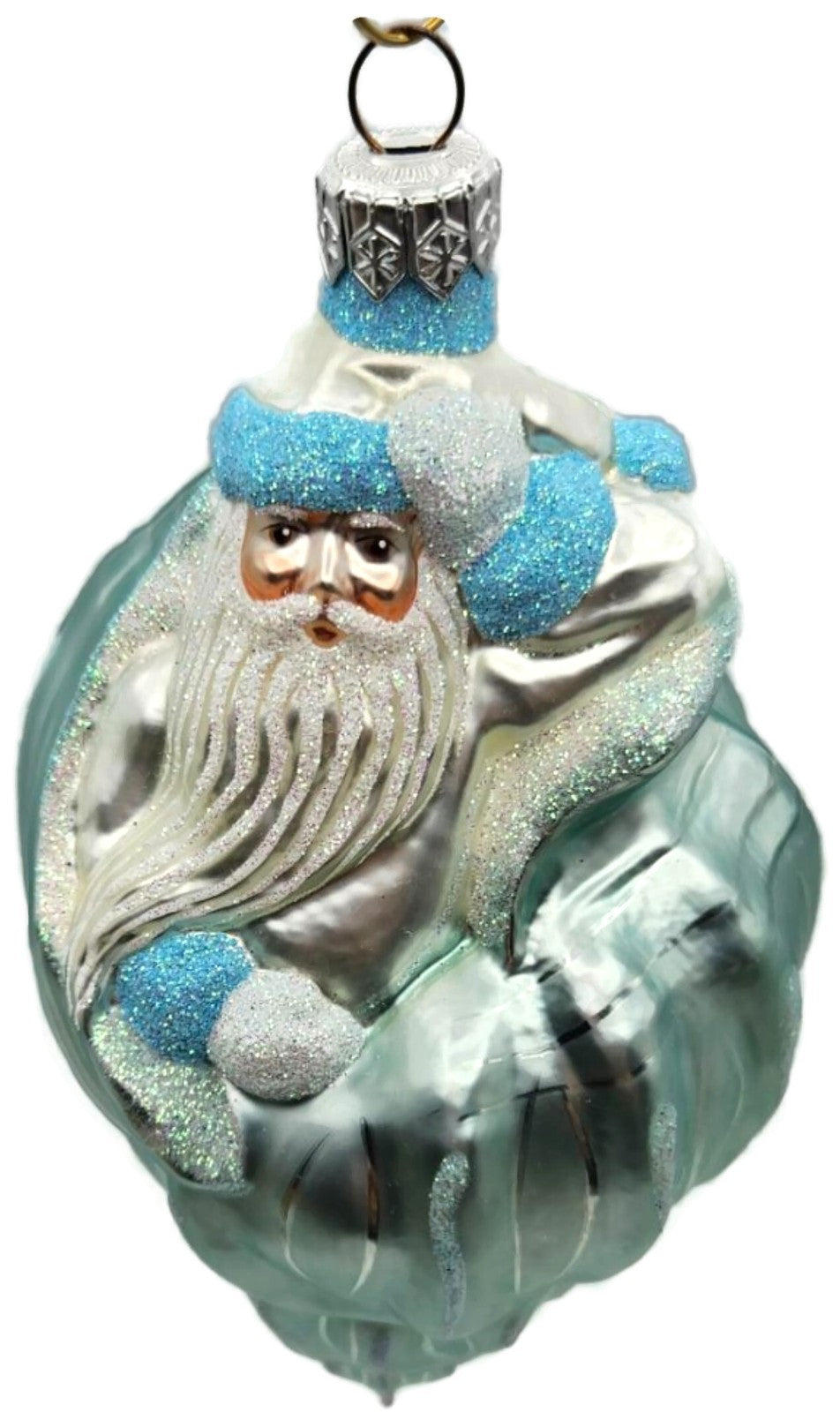Patricia Breen Coastal Santa Turquoise Seashell Nautical Christmas Ornament 97108