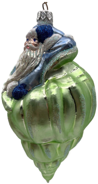 Patricia Breen Coastal Santa Green Seashell Aquatic Christmas Ornament 97107