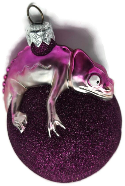 Patricia Breen Chameleon Fuchsia Glittered Christmas Ornament Milaegers 99048
