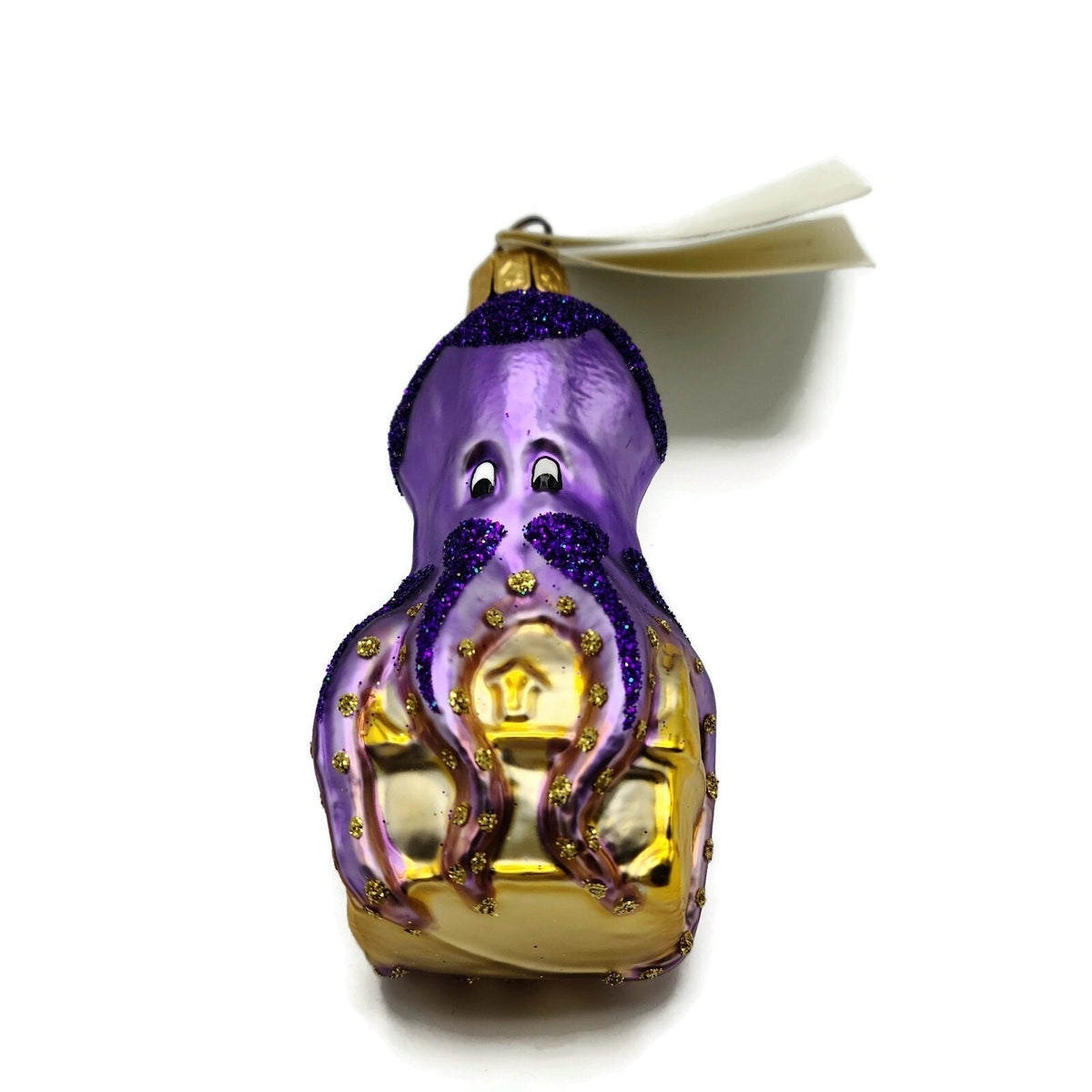 Patricia Breen Ogden Octopus Purple Gold Chest Glitter Christmas Ornament 97923