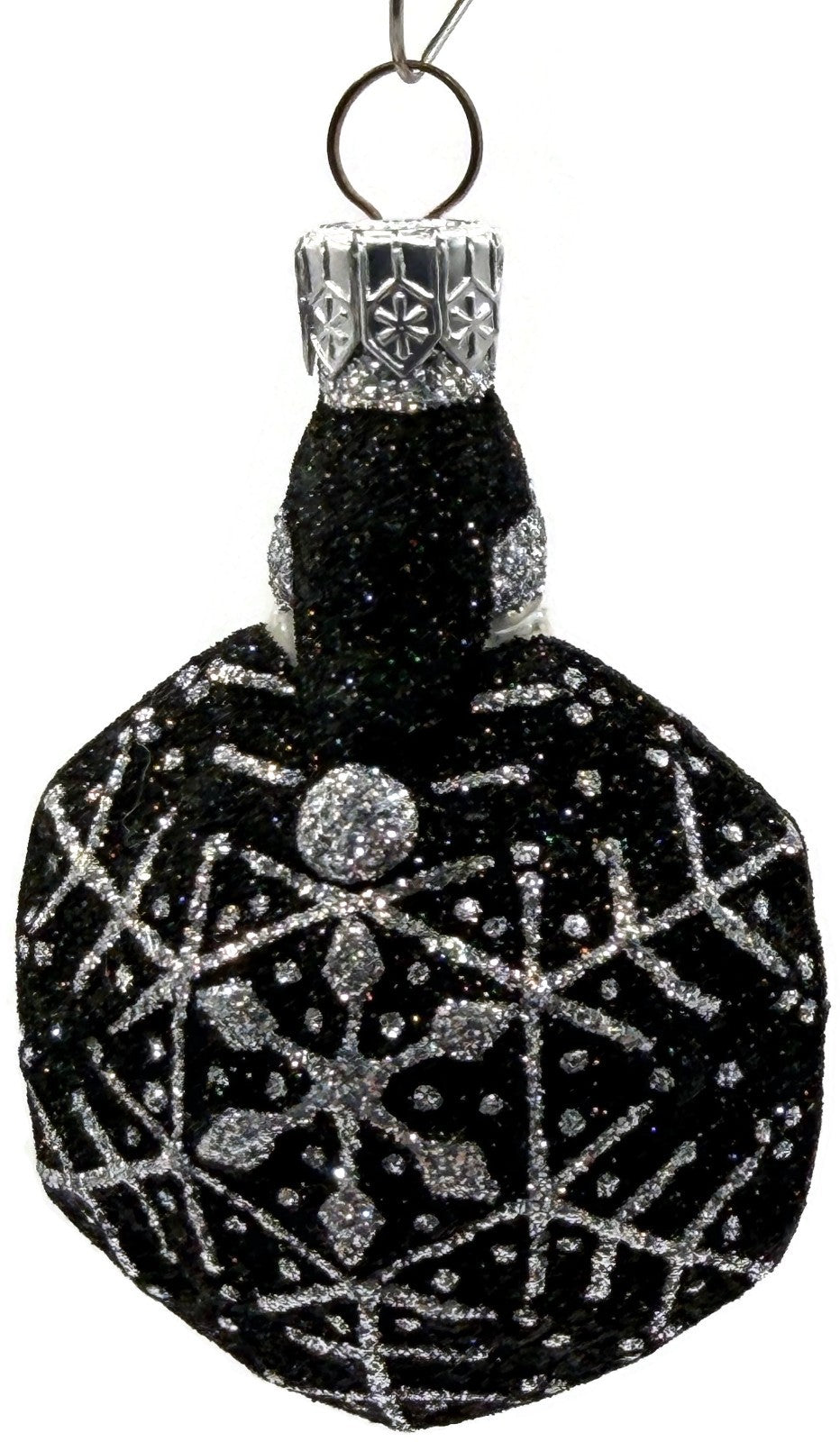 Patricia Breen Snowflake Noel Black Santa Hexagon Glass Christmas Ornament 22576