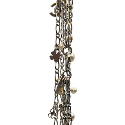 Chanel CoCo Three Strand Chain Faux Pearl Hearts Clover CC Logo Charm Necklace5